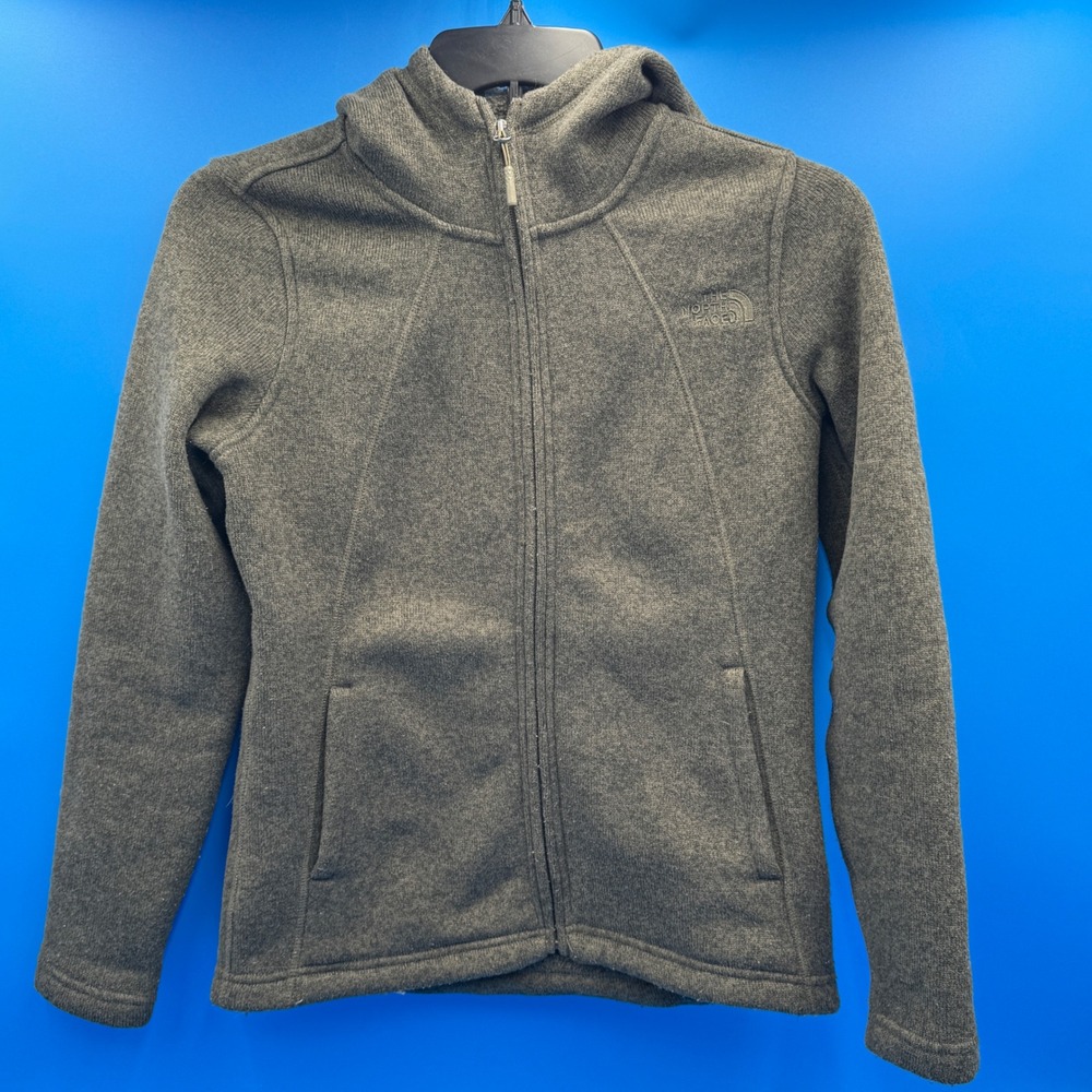 The North Face Women's Fleece Lined Hooded Jacket Full Zip Olive Green Sz Small